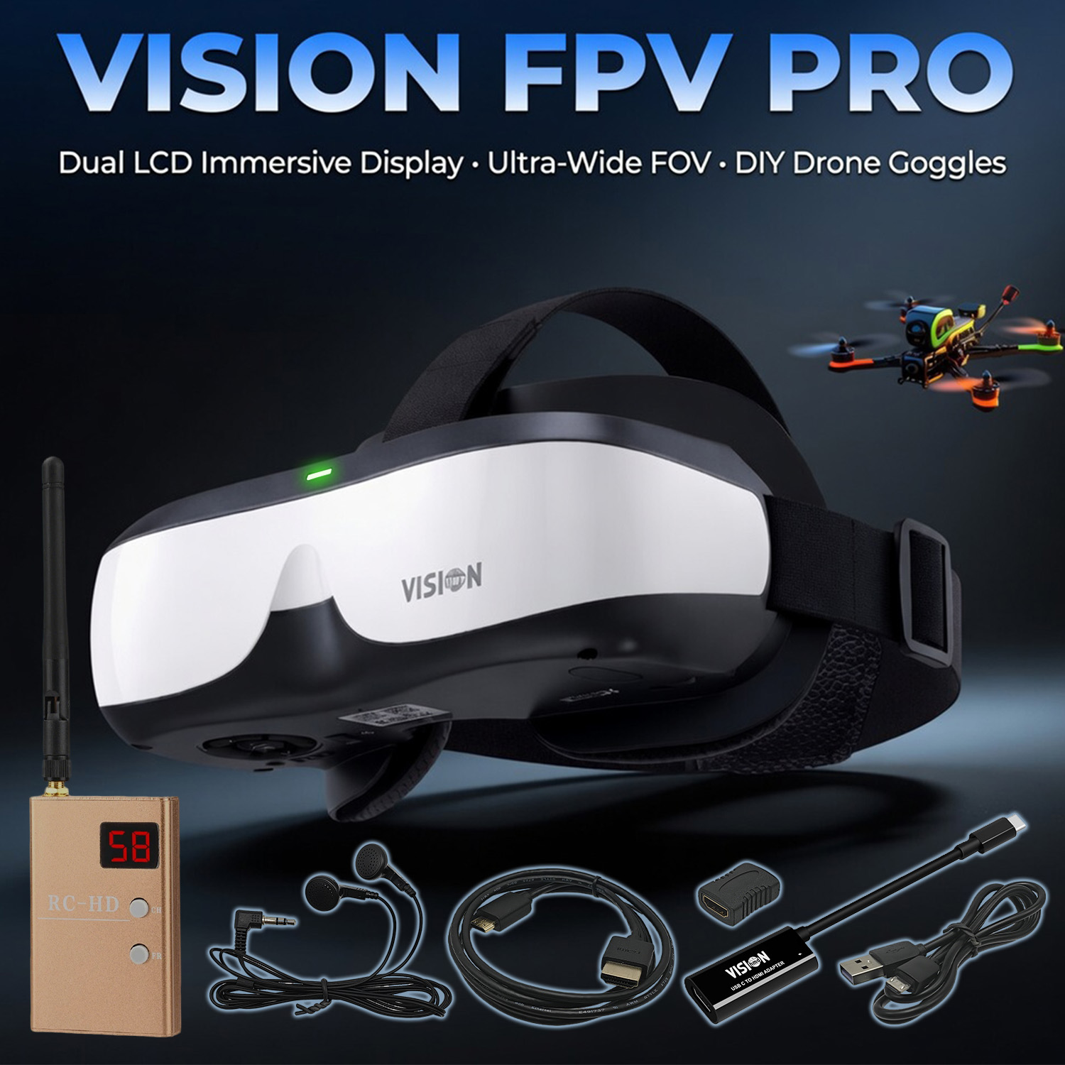 Drone Goggles Dji - Gafas FPV, Pantalla Montada en la