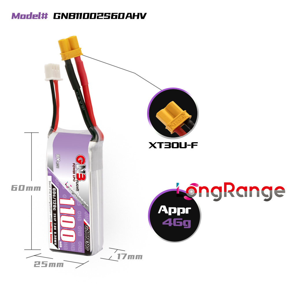 GNB 1100mAh 2S 3S 4S 6S 60C/12 - Lipo Battery 6S reseña y precio