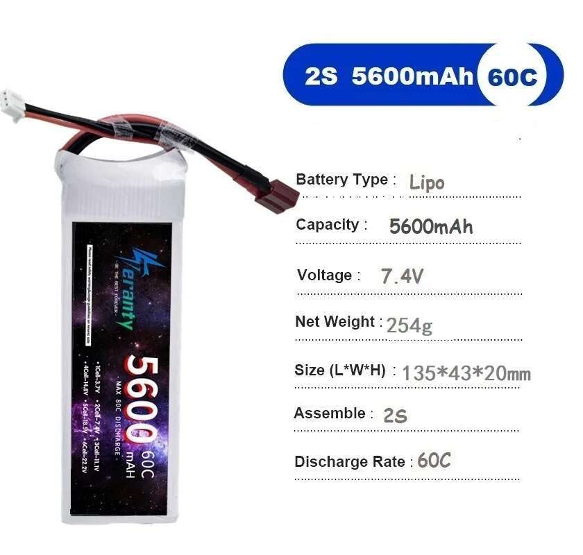 TERANTY 5600MAH 60C 2S 3S 4S 6 - Lipo Battery 6S reseña y precio